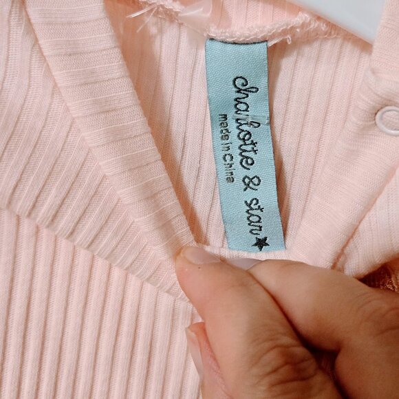 Charlotte & Star pink heart ribbed ruffle 2 piece set 0/3m and 6/9m - Picture 3 of 5